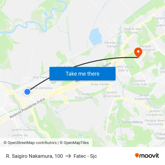 R. Saigiro Nakamura, 100 to Fatec - Sjc map