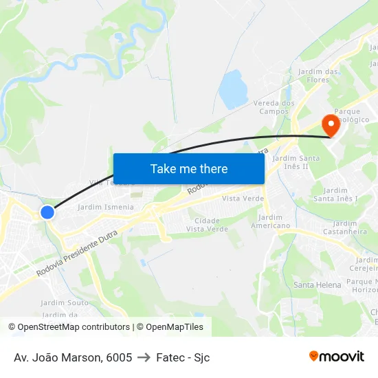 Av. João Marson, 6005 to Fatec - Sjc map