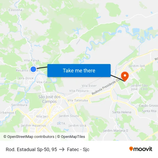 Rod. Estadual Sp-50, 95 to Fatec - Sjc map