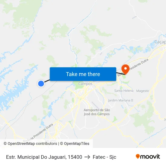Estr. Municipal Do Jaguari, 15400 to Fatec - Sjc map