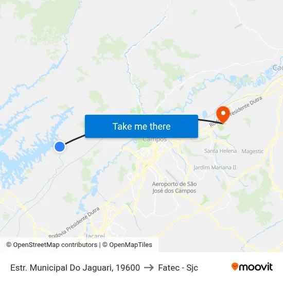 Estr. Municipal Do Jaguari, 19600 to Fatec - Sjc map