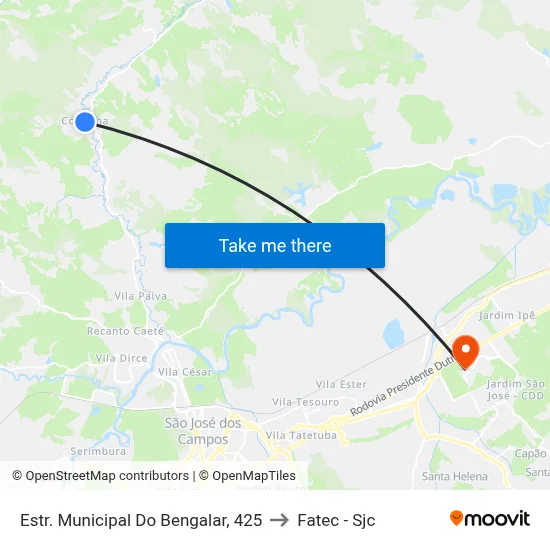 Estr. Municipal Do Bengalar, 425 to Fatec - Sjc map