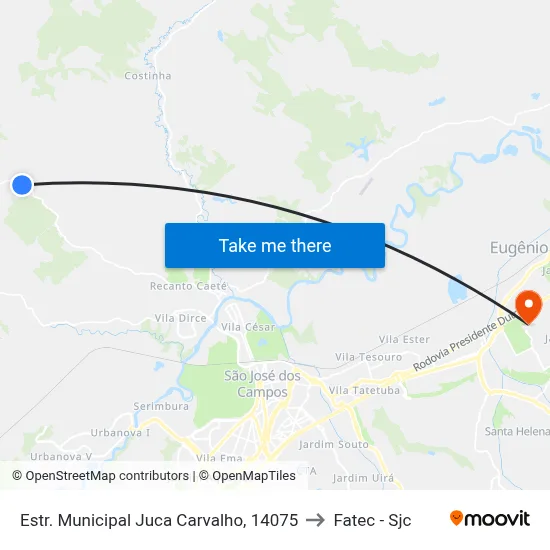 Estr. Municipal Juca Carvalho, 14075 to Fatec - Sjc map