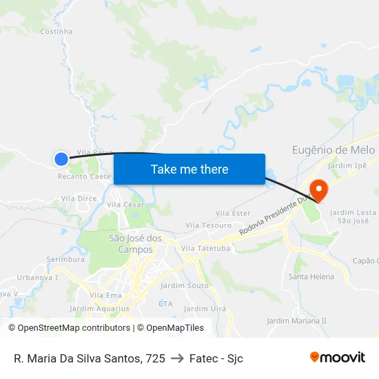 R. Maria Da Silva Santos, 725 to Fatec - Sjc map