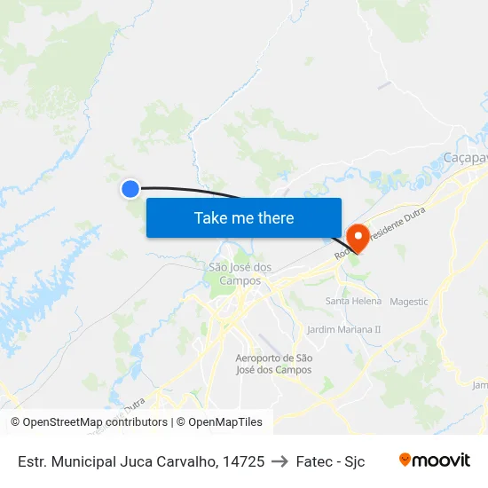 Estr. Municipal Juca Carvalho, 14725 to Fatec - Sjc map