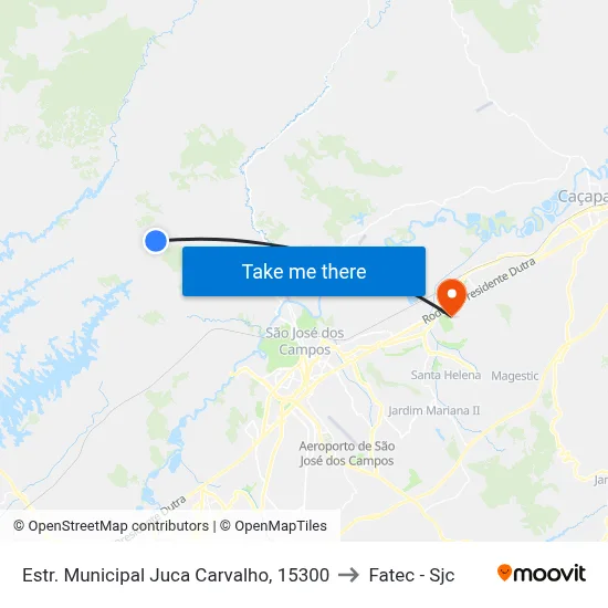 Estr. Municipal Juca Carvalho, 15300 to Fatec - Sjc map