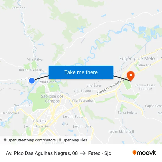 Av. Pico Das Agulhas Negras, 08 to Fatec - Sjc map