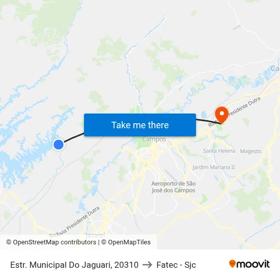 Estr. Municipal Do Jaguari, 20310 to Fatec - Sjc map