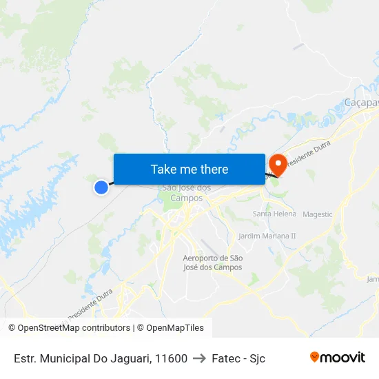 Estr. Municipal Do Jaguari, 11600 to Fatec - Sjc map