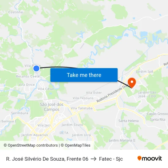 R. José Silvério De Souza, Frente 06 to Fatec - Sjc map
