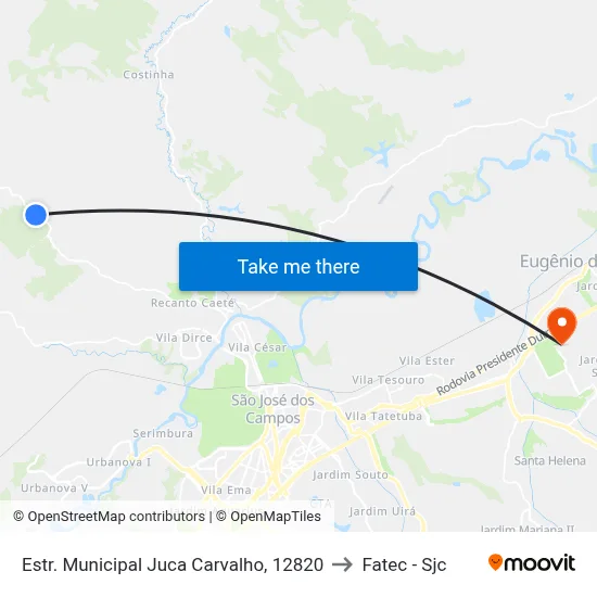 Estr. Municipal Juca Carvalho, 12820 to Fatec - Sjc map