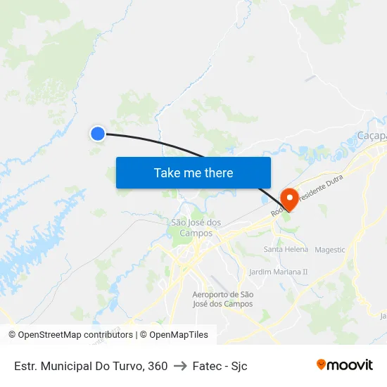 Estr. Municipal Do Turvo, 360 to Fatec - Sjc map