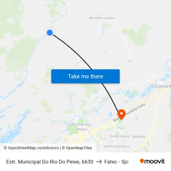 Estr. Municipal Do Rio Do Peixe, 6630 to Fatec - Sjc map