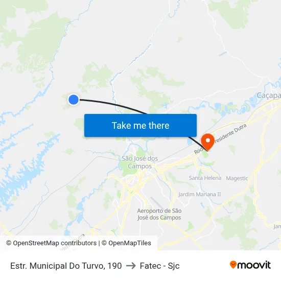 Estr. Municipal Do Turvo, 190 to Fatec - Sjc map
