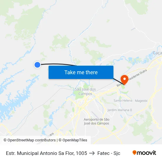 Estr. Municipal Antonio Sa Flor, 1005 to Fatec - Sjc map