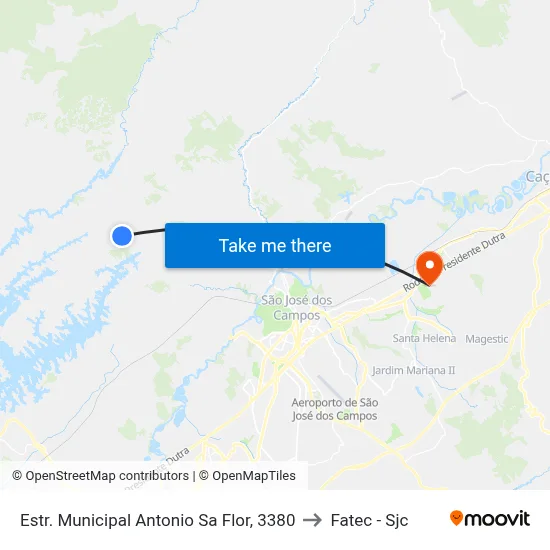Estr. Municipal Antonio Sa Flor, 3380 to Fatec - Sjc map