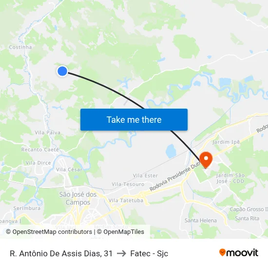R. Antônio De Assis Dias, 31 to Fatec - Sjc map