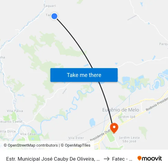 Estr. Municipal José Cauby De Oliveira, 715 to Fatec - Sjc map