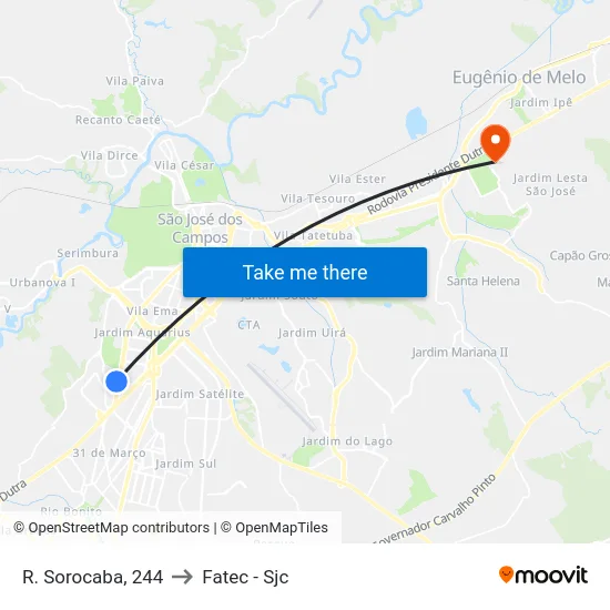 R. Sorocaba, 244 to Fatec - Sjc map
