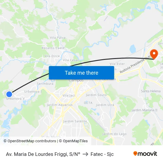 Av. Maria De Lourdes Friggi, S/Nº to Fatec - Sjc map