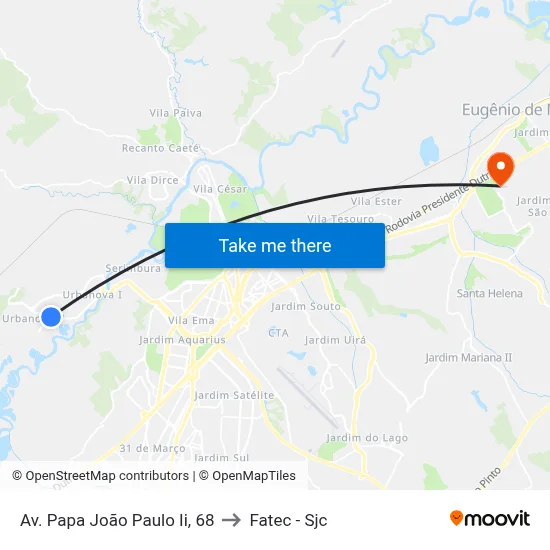 Av. Papa João Paulo Ii, 68 to Fatec - Sjc map