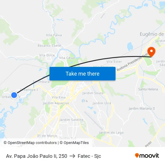 Av. Papa João Paulo Ii, 250 to Fatec - Sjc map