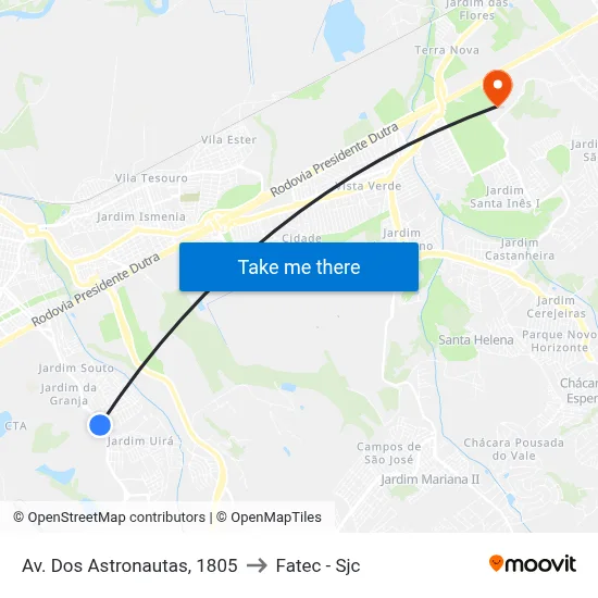 Av. Dos Astronautas, 1805 to Fatec - Sjc map