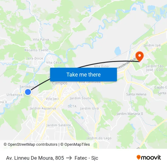 Av. Linneu De Moura,  805 to Fatec - Sjc map