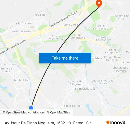 Av. Isaur De Pinho Nogueira, 1682 to Fatec - Sjc map