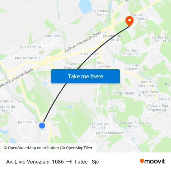 Av. Lívio Veneziani, 1086 to Fatec - Sjc map