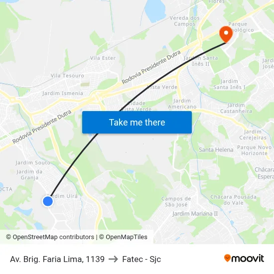 Av. Brig. Faria Lima, 1139 to Fatec - Sjc map