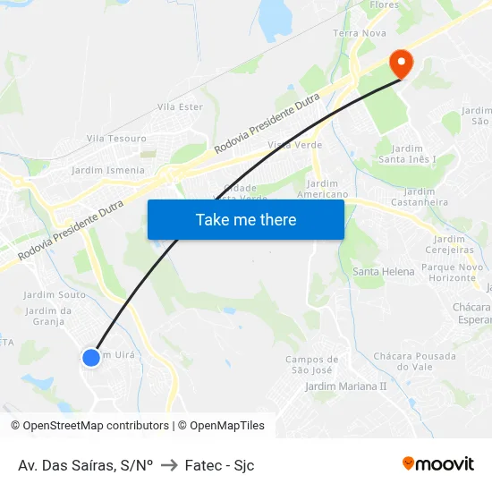 Av. Das Saíras, S/Nº to Fatec - Sjc map
