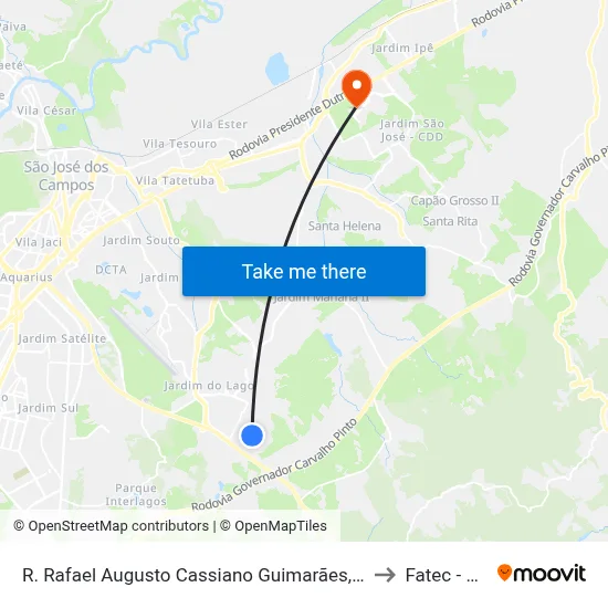 R. Rafael Augusto Cassiano Guimarães, 82 to Fatec - Sjc map