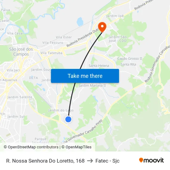 R. Nossa Senhora Do Loretto, 168 to Fatec - Sjc map