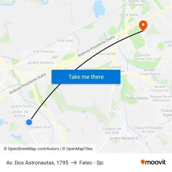 Av. Dos Astronautas, 1795 to Fatec - Sjc map