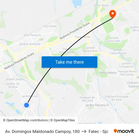 Av. Domingos Maldonado Campoy, 180 to Fatec - Sjc map