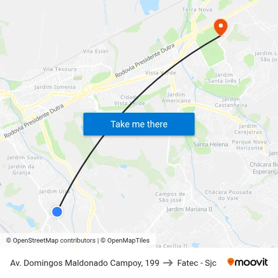 Av. Domingos Maldonado Campoy, 199 to Fatec - Sjc map