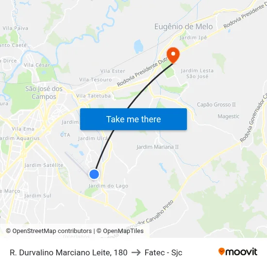 R. Durvalino Marciano Leite, 180 to Fatec - Sjc map