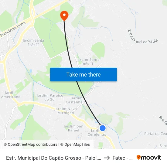 Estr. Municipal Do Capão Grosso - Paiol, 1558 to Fatec - Sjc map
