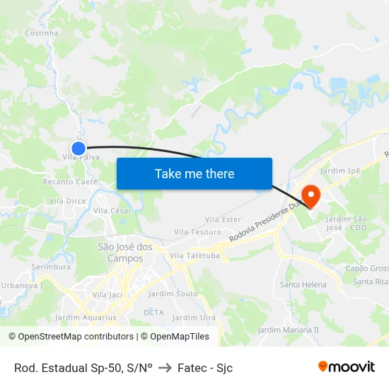 Rod. Estadual Sp-50, S/Nº to Fatec - Sjc map