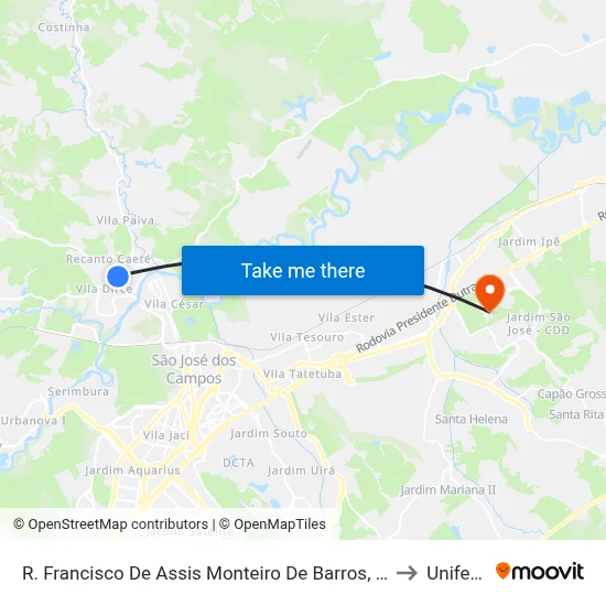 R. Francisco De Assis Monteiro De Barros, 125 to Unifesp map