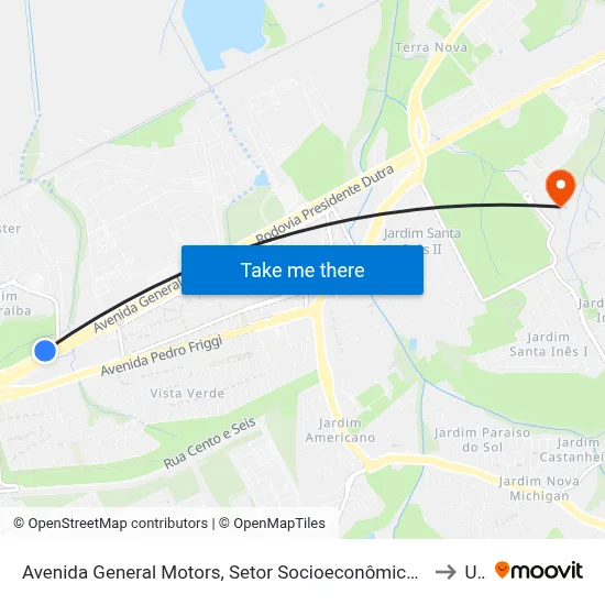Avenida General Motors, Setor Socioeconômico 05, São José Dos Campos - São Paulo, 12223, Brasil - Jardim Valparaiba, São José Dos Campos to Unifesp map