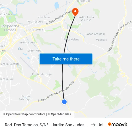 Rod. Dos Tamoios, S/Nº - Jardim Sao Judas Tadeu, São José Dos Campos to Unifesp map