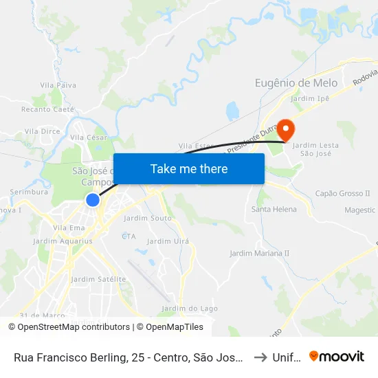 Rua Francisco Berling, 25 - Centro, São José Dos Campos to Unifesp map