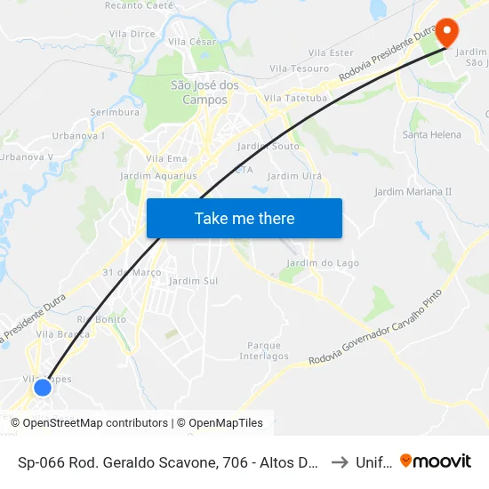 Sp-066 Rod. Geraldo Scavone, 706 - Altos De Santanna, Jacareí to Unifesp map