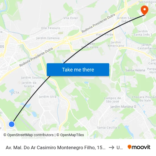 Av. Mal. Do Ar Casimiro Montenegro Filho, 1500 - Vila Sao Bento, São José Dos Campos to Unifesp map