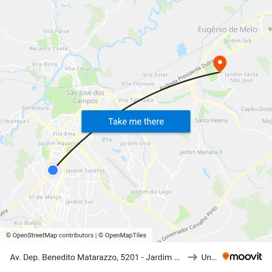 Av. Dep. Benedito Matarazzo, 5201 - Jardim Alvorada, São José Dos Campos to Unifesp map