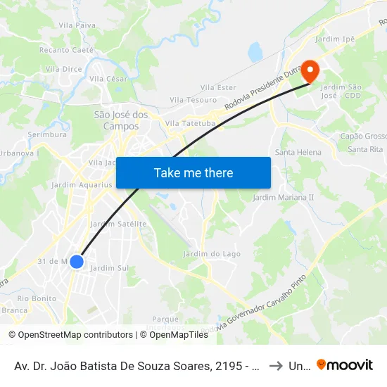 Av. Dr. João Batista De Souza Soares, 2195 - Cidade Morumbi, São José Dos Campos to Unifesp map