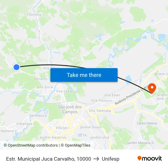 Estr. Municipal Juca Carvalho, 10000 to Unifesp map