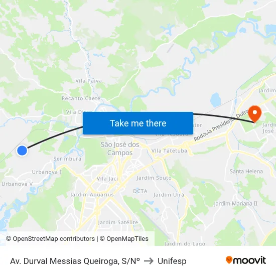 Av. Durval Messias Queiroga, S/Nº to Unifesp map